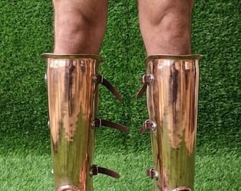 Murmillo Bronze Greaves – 2mm Battle Ready Roman Gladiator Leg Armor for Reenactment & Cosplay