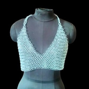 Festival-ready halter top crafted from lightweight aluminium chainmail