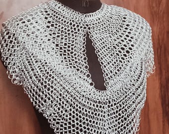 Parte superior de malla de aluminio con tope / Armadura de malla ligera femenina / Disfraz de cosplay, LARP y medieval