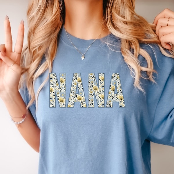 Personalized Nana Comfort Colors® T-Shirt Gift for Nana,  Mother's Day Gift for Nana, Floral Nana Shirt, Nana Custom Botanical TShirt Gift