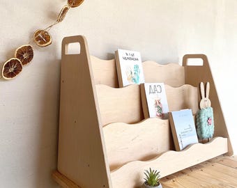 Handmade Wooden Montessori Bookshelf: Natural Linseed Oil Finish