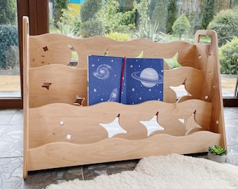 Montessori Kids Bookshelf | Wooden Toddler Bookcase | Nursery Book Storage