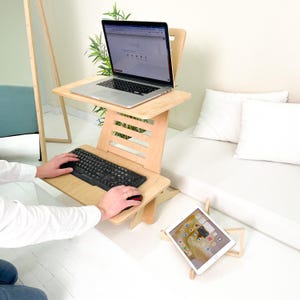 Standing Desk – Adjustable Plywood Desk with Dual Shelves – Ergonomic Design for Home Office
