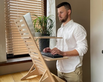 Supporto rialzato per scrivania, ripiano regolabile in legno, supporto per monitor, supporto per laptop, organizer ergonomico per scrivania, allestimento per ufficio domestico