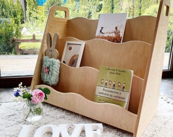 Montessori Bookshelf, Book Storage , Wooden Kids Bookshelf, Front Facing Shelf