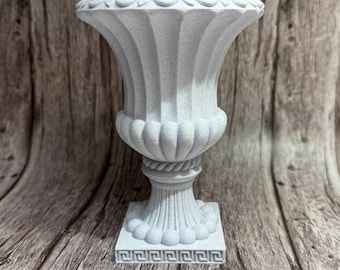 Neoclassical Urn Vase | 3D Printed Plastic Greek Key Pedestal Planter | Made and Shipped from Florida