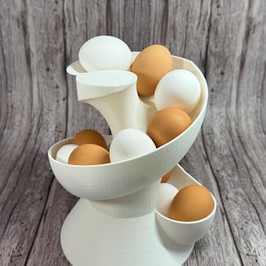 FIFO Tower | Spiral Storage for Quail or Chicken Eggs, Fruits & Produce | 3D Printed | First In, First Out | Made by Tropy Homestead in USA