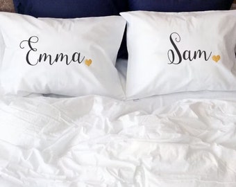 Pillowcases Personalized Name couple 1st 2nd year cotton anniversary gift for him her husband men gifts Couple pillow case his hers pillow