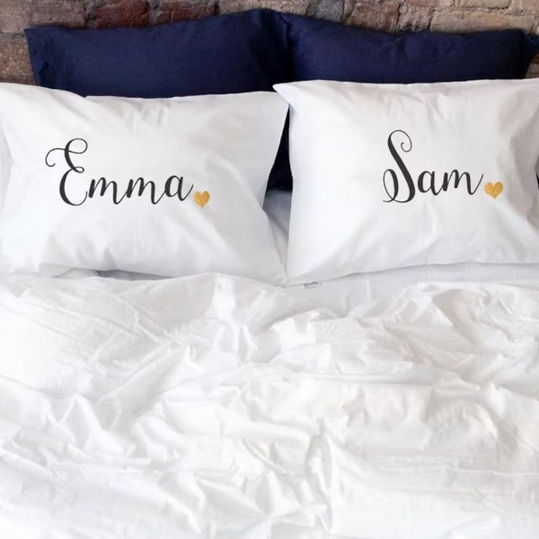 Pillowcases Personalized Name couple 1st 2nd year cotton anniversary gift for him her husband men gifts Couple pillow case his hers pillow