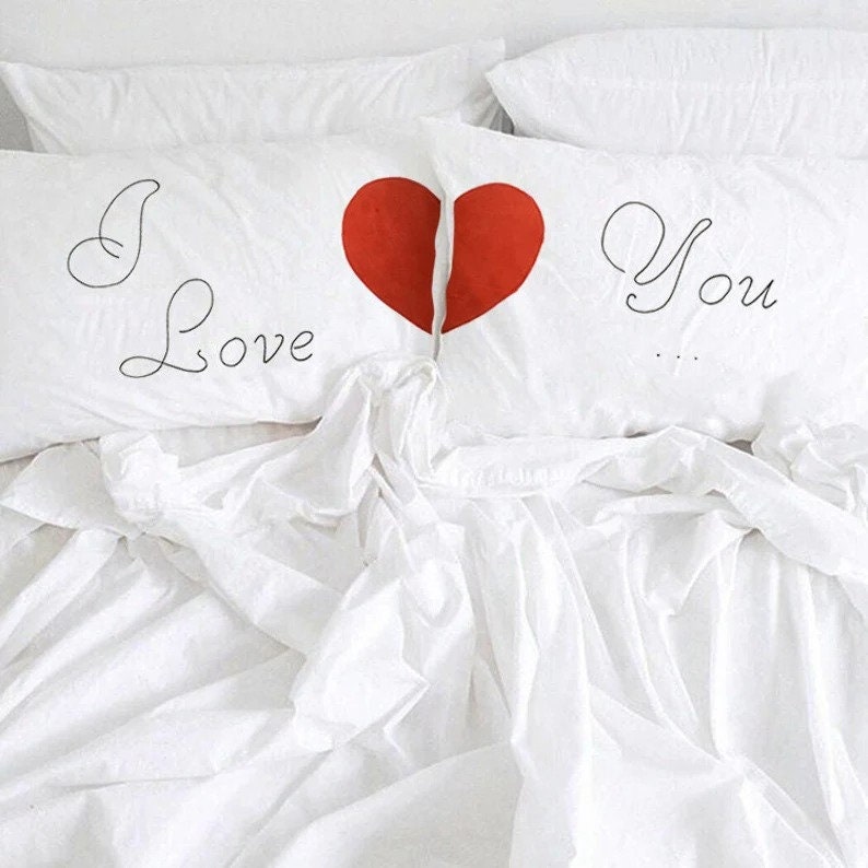 Couple Pillowcase Cotton Anniversary Gift, Second Anniversary I Love