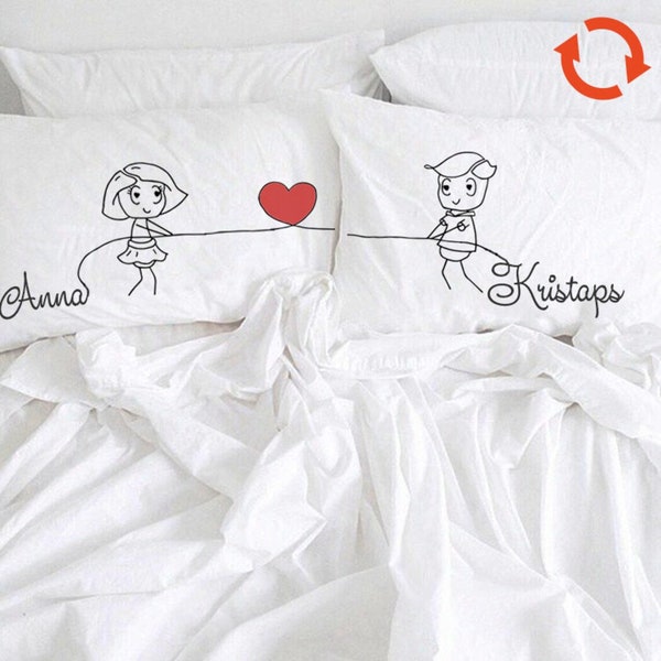 Couple pillowcase My side your side Pillow Cases His and Hers Gifts Boyfriend Girlfriend Love Pillow wedding cotton anniversary gift idea