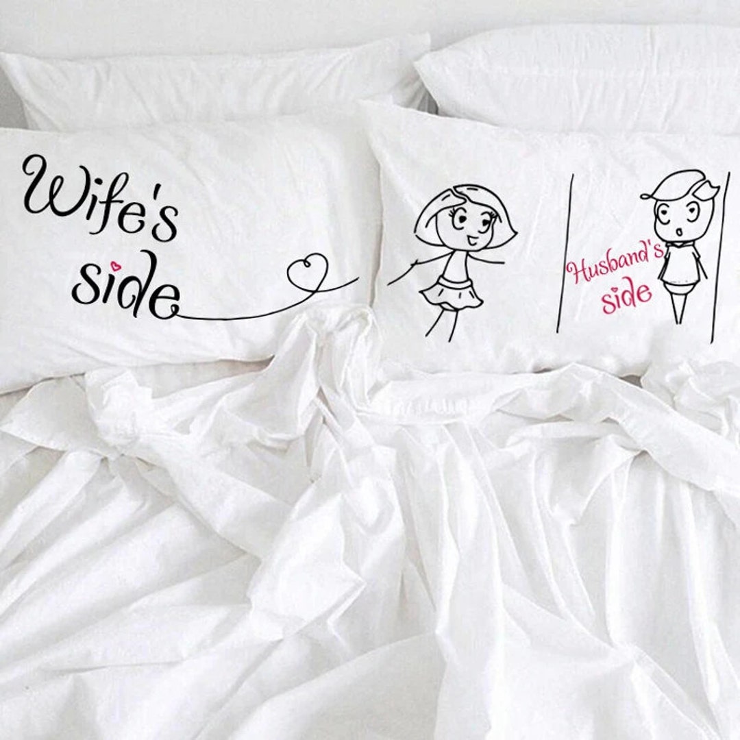Husband and Wife Couple Pillow Case His Her Couple Pillowcases 2nd Cotton Anniversary Gift for