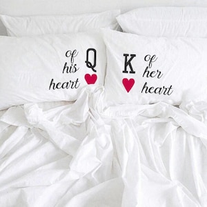 King & Queen of My Her His Heart couple pillowcases Personalized Wedding Anniversary Engagement Bridal Shower Gift for Him Her couples gifts
