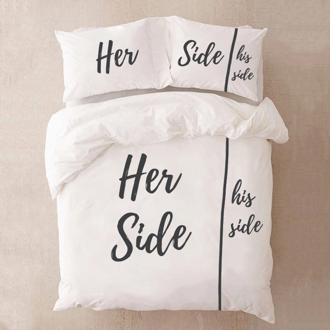 Her Side His Side Duvet Cover His and Hers Side Bedding Set Gift for