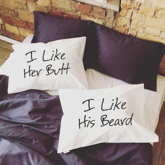 I Like His Beard I Like Her Butt Pillow - 2nd Anniversary