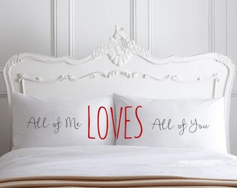 All Of Me Loves All Of You Couple Taises d’oreiller Home Decor 2nd Cotton Anniversary Wedding Gift John Legend Valentine’s Day Oreillers Idées