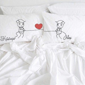 Personalized gay couple pillow cases gay wedding gift Mr and Mr gay cotton anniversary gift boyfriend gift LGBT same sex couple two grooms