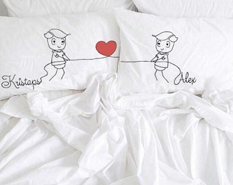 Personalized gay couple pillow cases gay wedding gift Mr and Mr gay cotton anniversary gift boyfriend gift LGBT same sex couple two grooms