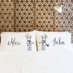 Gay Wedding Gift for Gay Couple Gift Gay Anniversary LGBT Mr Mr pillowcase Two Grooms He and He LGBTQ Gay Boyfriend Gay Marriage His and His