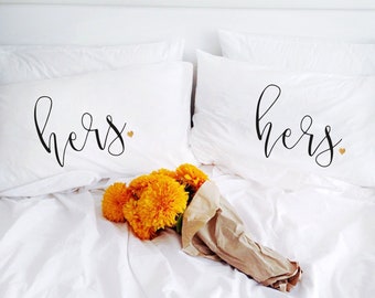Mrs & Mrs Pillowcases (Set of 2) - Lesbian Wedding Gift