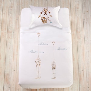 Hand painted kids bedding Set, toddler duvet cover queen king, baby bedding, giraffe bedding, Twin Duvet Cover, toddler duvet, kids duvet
