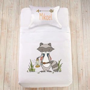 Hand painted kids bedding, baby bedding Set toddler duvet cover queen king sweet raccoon bedding Twin Duvet Cover toddler duvet kids duvet