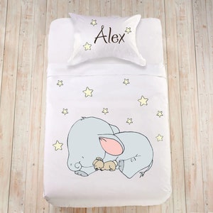 Hand painted kids bedding, baby bedding Set toddler duvet cover queen king little elephant bedding Twin Duvet Cover toddler duvet kids duvet