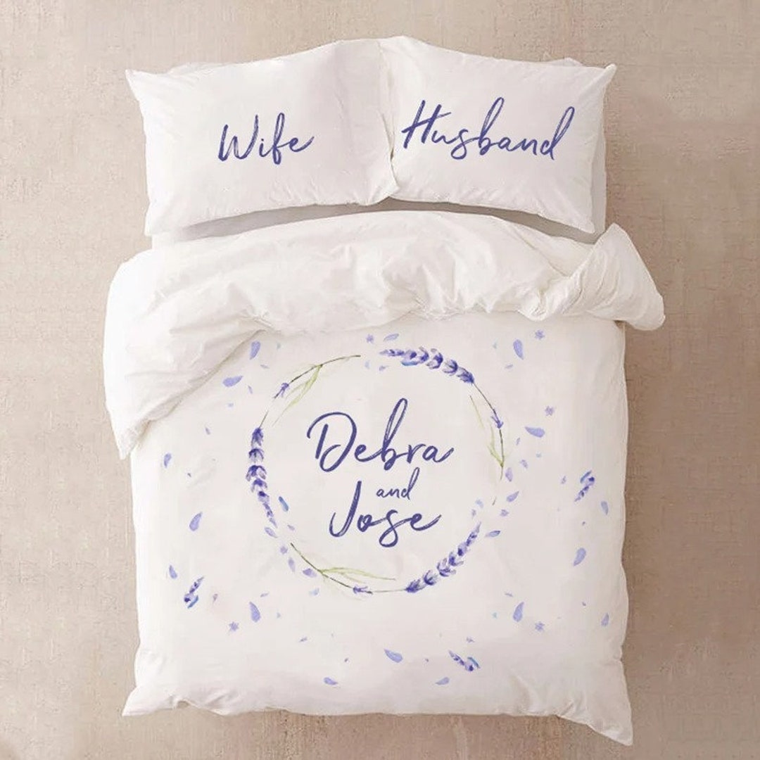 Personalized Flourish Wedding Bedding Comforter or Duvet Cover for Couple Gift for Couple