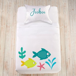 Fun toddler bedding Crib bedding Kids duvet set Marine theme bedding Custom duvet cover for kids Twin duvet cover Blue bedding set for child