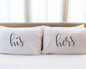 His and Hers Pillowcases cotton anniversary Wedding gift 2nd year cotton anniversary gift Engagement Bridal Shower His Hers Gift for Wedding