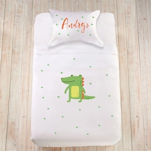 Custom duvet cover set for child Crocodile bedding set Safari animal bedding Cotton bedding King sheet set Personalized duvet cover for kid