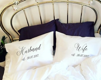 Personalized Husband and Wife Est Gift Custom Wedding Date Cotton Anniversary Pillow Case Mr and Mrs Second Anniversary Gift for Him and Her