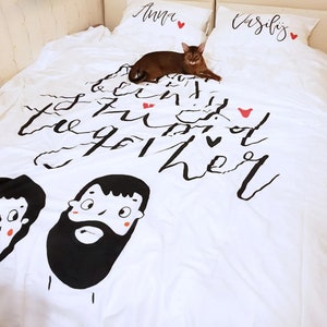Cute couple gift idea Romantic bedding Wedding gift for couple Love gift Cute bedding Duvet cover Anniversary gift for her Girlfriend gifts