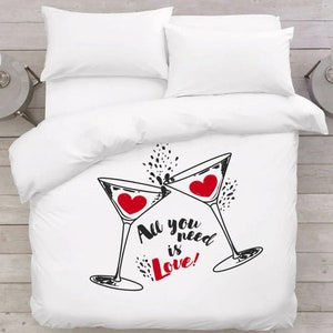 All you need is love gift Cute bedding Romantic bedding Couple gift idea for her Valentine&#39;s day gift for anniversary present for couples