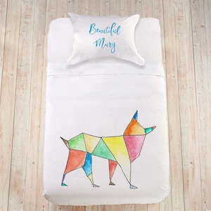 Woodland animal nursery bedding Kids bedding set Custom bed linen Full duvet cover Toddler duvet cover set Wolf bedding set Watercolor duvet