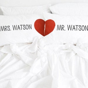 Personalisiertes Kissen Mr und Mrs, Namenskissen, Hochzeitsgeschenk