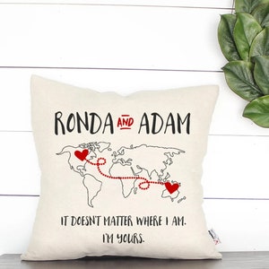 The love between know no distance Kissen Personalisiertes Fern-Geschenk für Fernstrecken beste Freundin Geschenk für Schwester