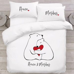Love bears gift Bear bedding Couples gift Love gift Anniversary bedding Romantic gifts Custom bedding set Personalized bedding for couples
