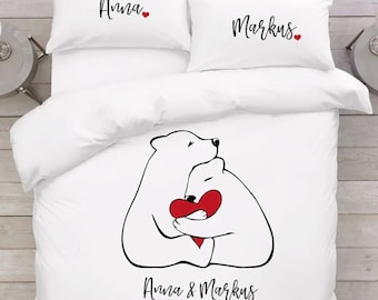 Love bears gift Bear bedding Couples gift Love gift Anniversary bedding Romantic gifts Custom bedding set Personalized bedding for couples