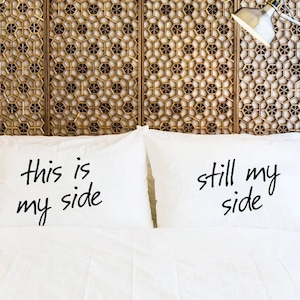 My side bedding Funny couples pillow for wife gifts My side your side gift Housewarming gift Wedding anniversary gift for parents present