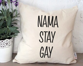 Lesbischer Humor Geschenk für Sie Namaste Namastay Lesbisch Valentine Geschenk für Freundin Lesbisch Freundin Lgbt Pride LGBTQ Gleichstellung Kissen