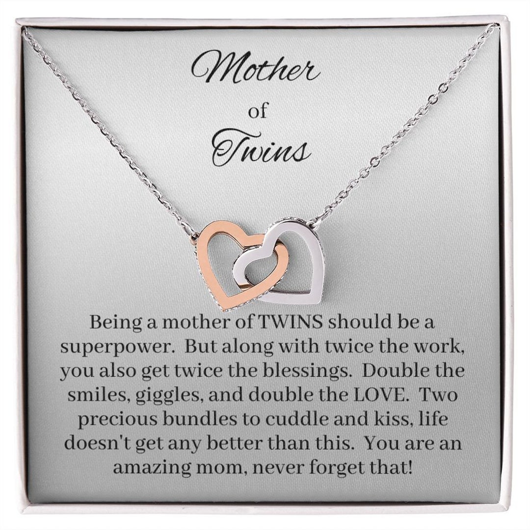 Mother of Twins Interlocking Heart Necklace Gift for Mom of Etsy