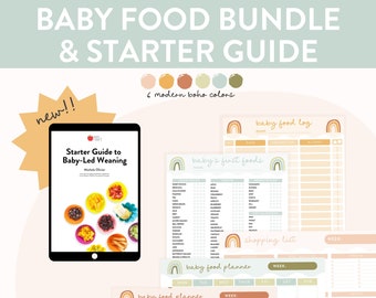 Starter Guide to Baby-Led Weaning & Baby Food Bundle -  Baby's First Food Checklist, Baby Food List, 100 Food Chart, Starting Solids