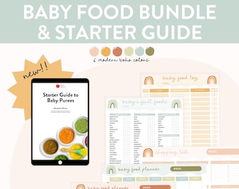 Baby Food Bundle & Starter Guide to Baby Purees -  Baby's First Food Checklist, Baby Food List, Baby Puree, 100 Food Chart, Starting Solids