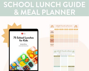 Guide de 75 lunchs scolaires pour enfants, lot de 8 agendas de lunchbox hebdomadaires et listes d'idées de repas | Menu du déjeuner scolaire | Idées de repas scolaires | Recettes