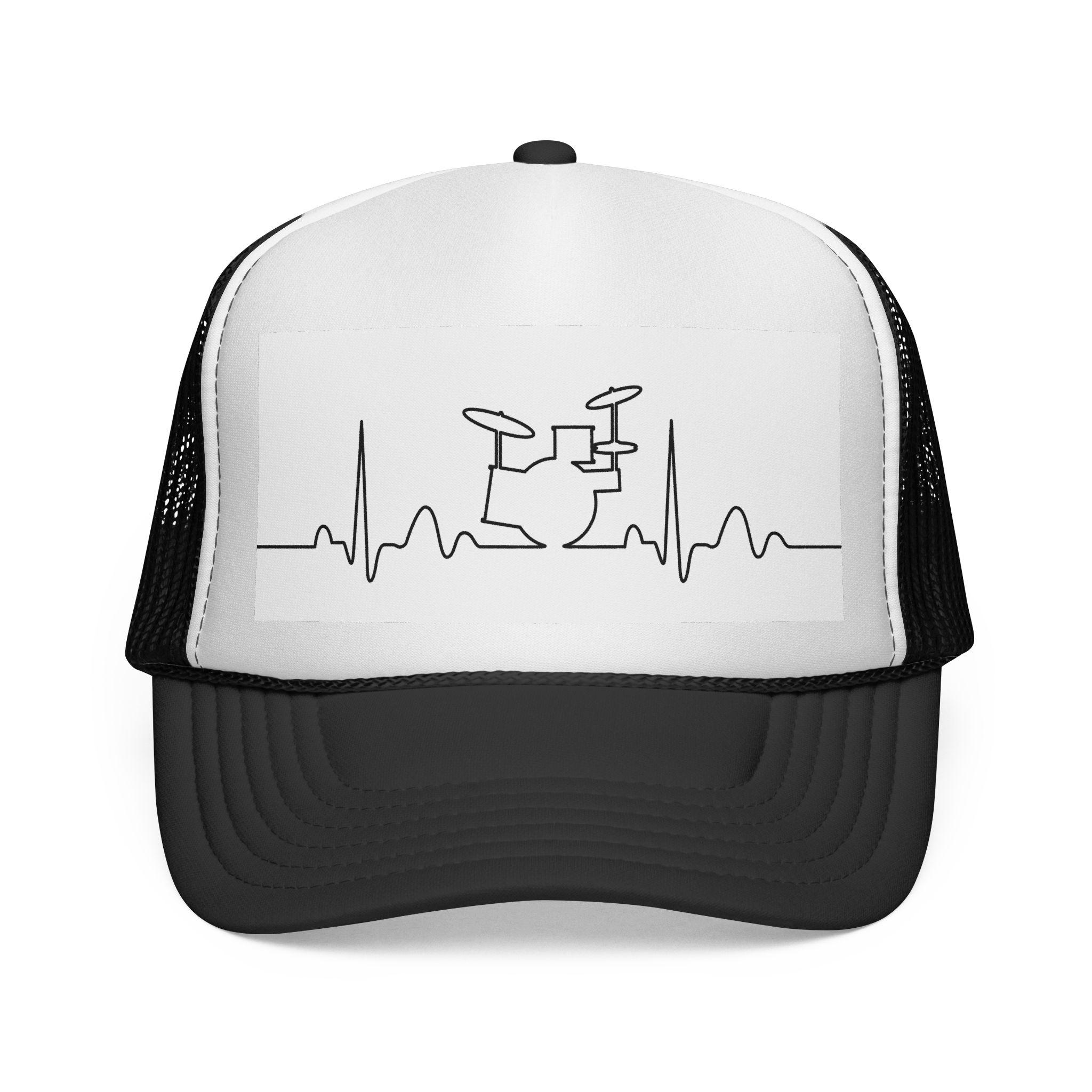 Drum Kit Heartbeat Trucker Cap | Drummer ECG Music Hat - Etsy