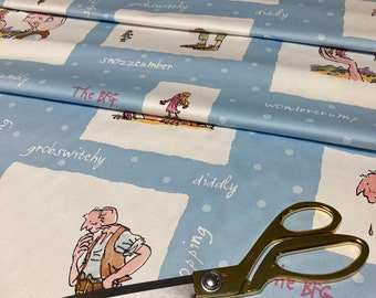 Ashley Wilde / Quentin Blake - BFG - Multi - Designer Fabric Per Metre - Cheerful Quentin Blake Illustrations Children&#39;s Fabric