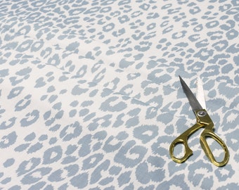 Schumacher - Iconic Leopard - Sky- Classic Animal Print Indoor / Outdoor Fabric Per Metre