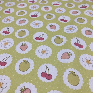 Ashley Wilde - Summer Fruits - Lime Green - Designer Fabric Per Metre - Cute Dollhouse Polka Fabric Per Metre