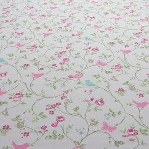 Clarke and Clarke - Studio G - Bird Trail - Rose - By the Metre Fabric - Vintage Classic Florals & Songbirds Motif
